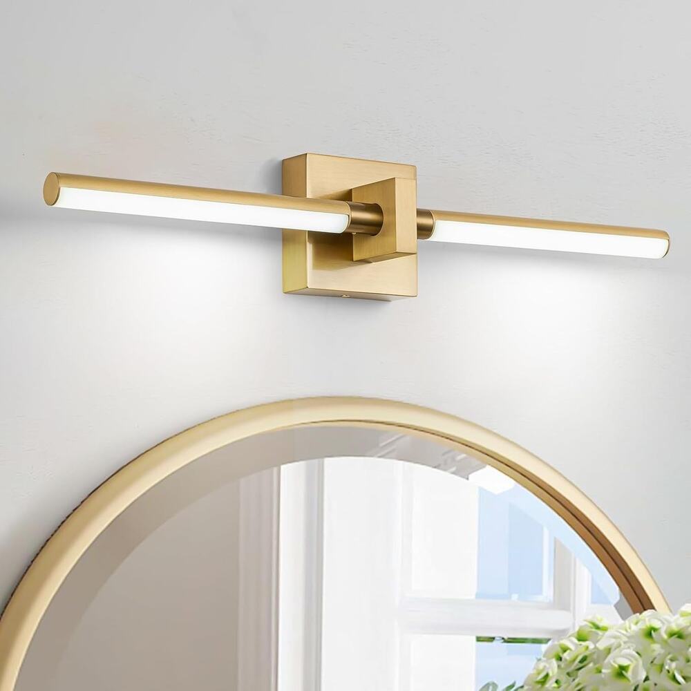 Gold LED Vanity Light, Dimmable 360° Rotatable Wall Fixture